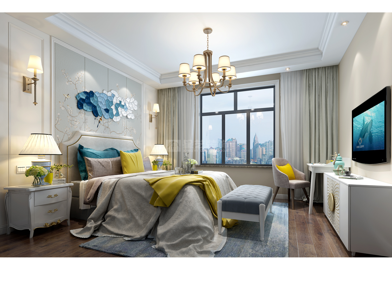 美的林城现代美式，带来一种清雅生活的舒适之感,美式,单身公寓,122.0㎡